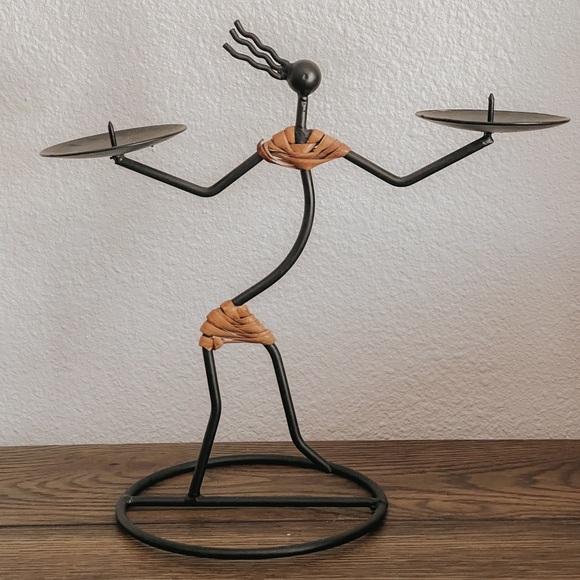 Vintage Primitive Iron Candle Holders set of 2 - Picture 2 of 4